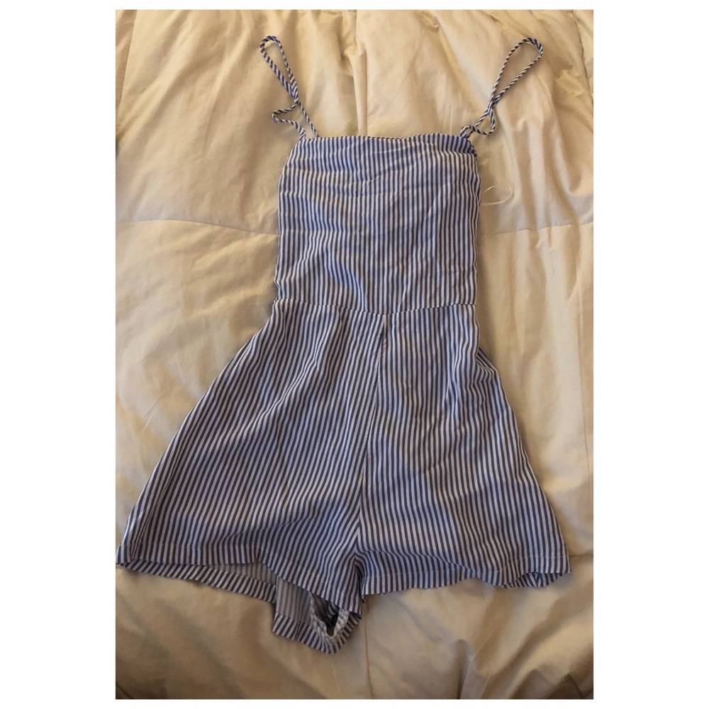 Blue and White Romper